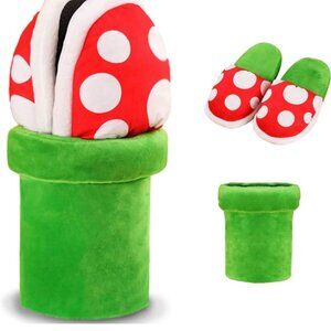 Mario mushroom slippers, Plush Funny Slippers Loafer with Pipe Pot Holder
